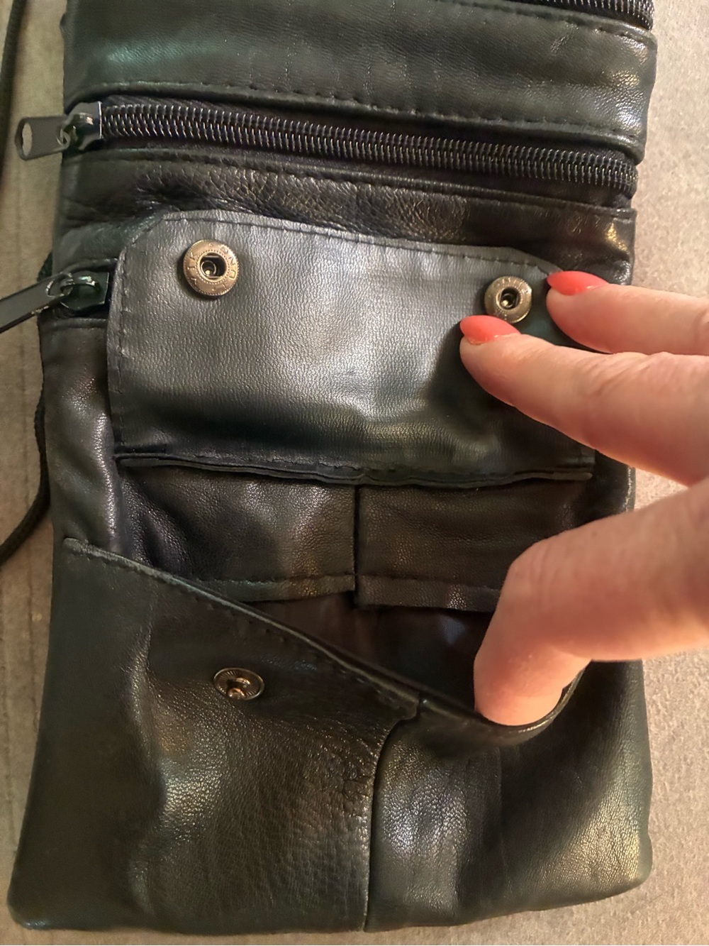 Leather Crossbody Organizer Bag in Black - Picture 3 of 3